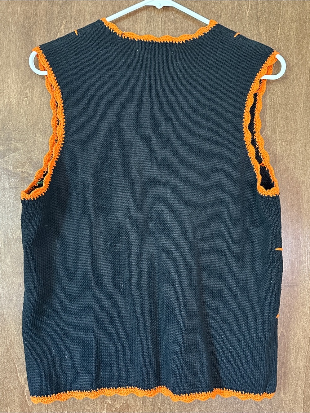 Women's Black Halloween Sweater Vest with Orange Trim - Picture 6 of 8